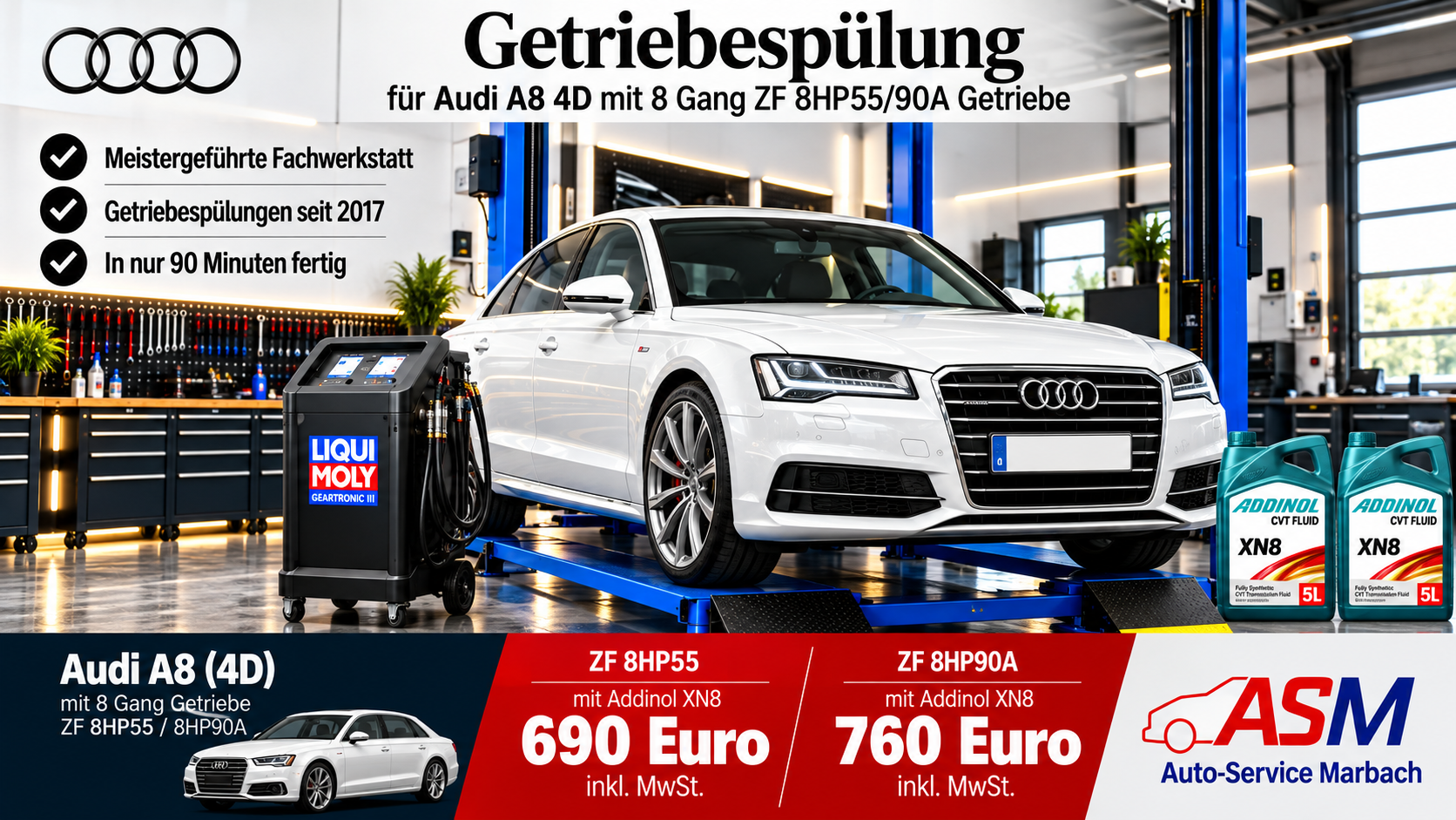Getriebespülung für Audi A8 D4 mit ZF 8HP55A & ZF 8HP90A