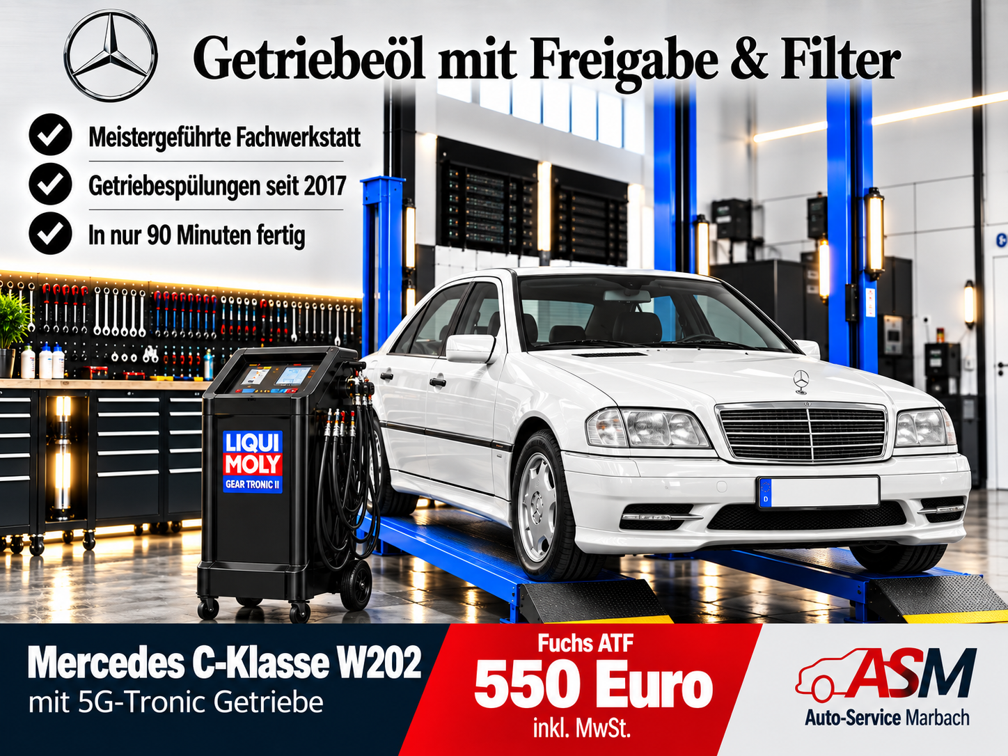 Getriebespülung Mercedes C-Klasse W202 mit 5G Tronic Getriebe