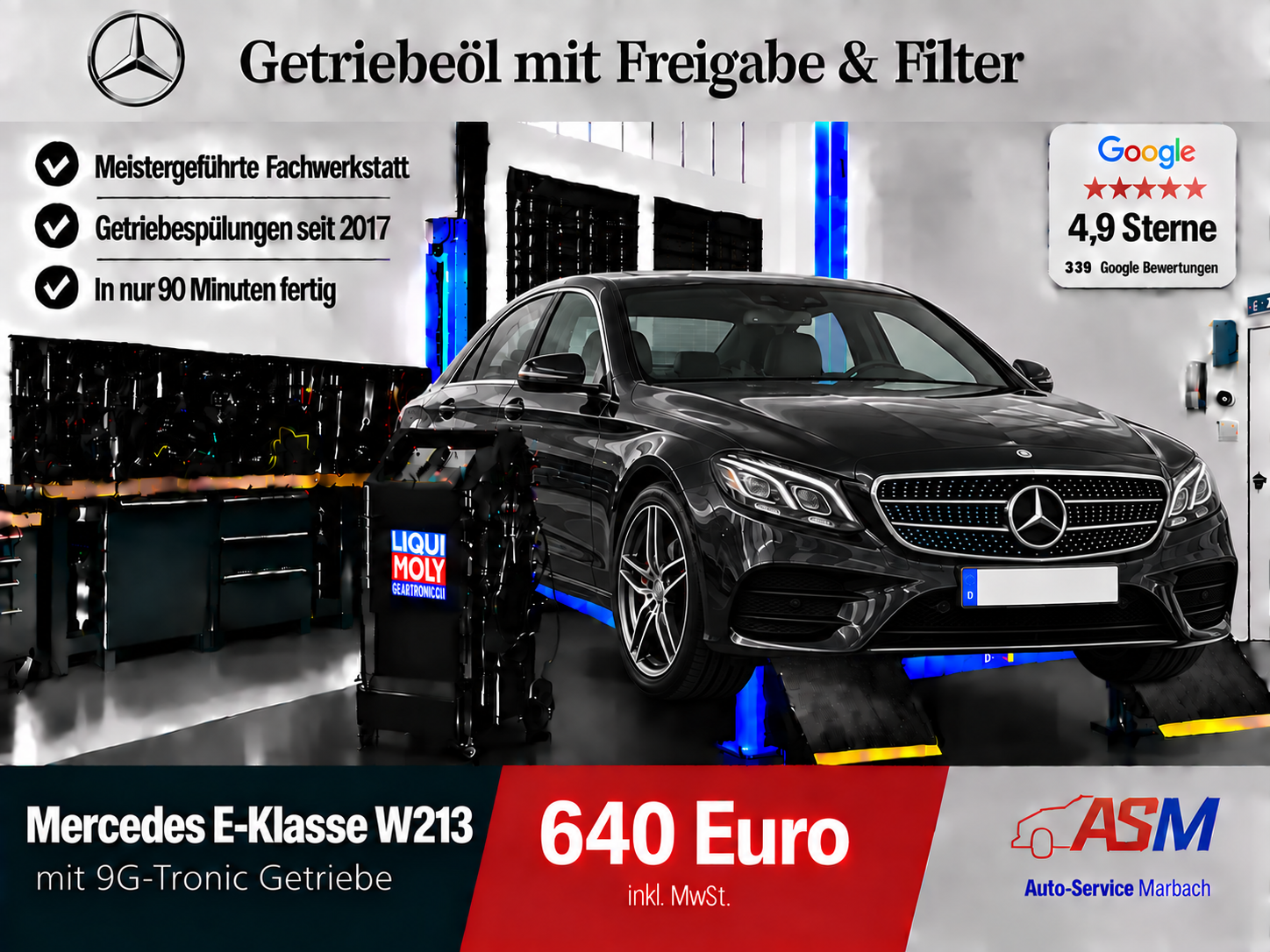 Getriebespülung Mercedes E-Klasse W213 mit 9G-Tronic Getriebe