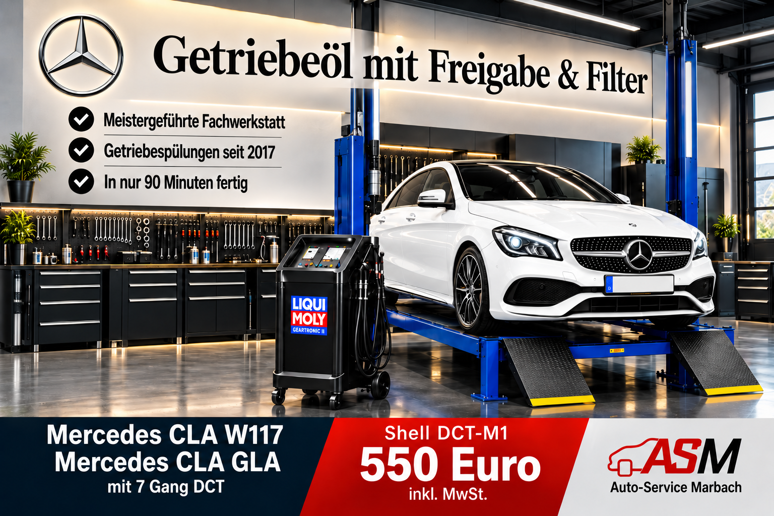 Getriebespülung Mercedes A-Klasse CLA GLA mit 7 Gang DCT Getriebe